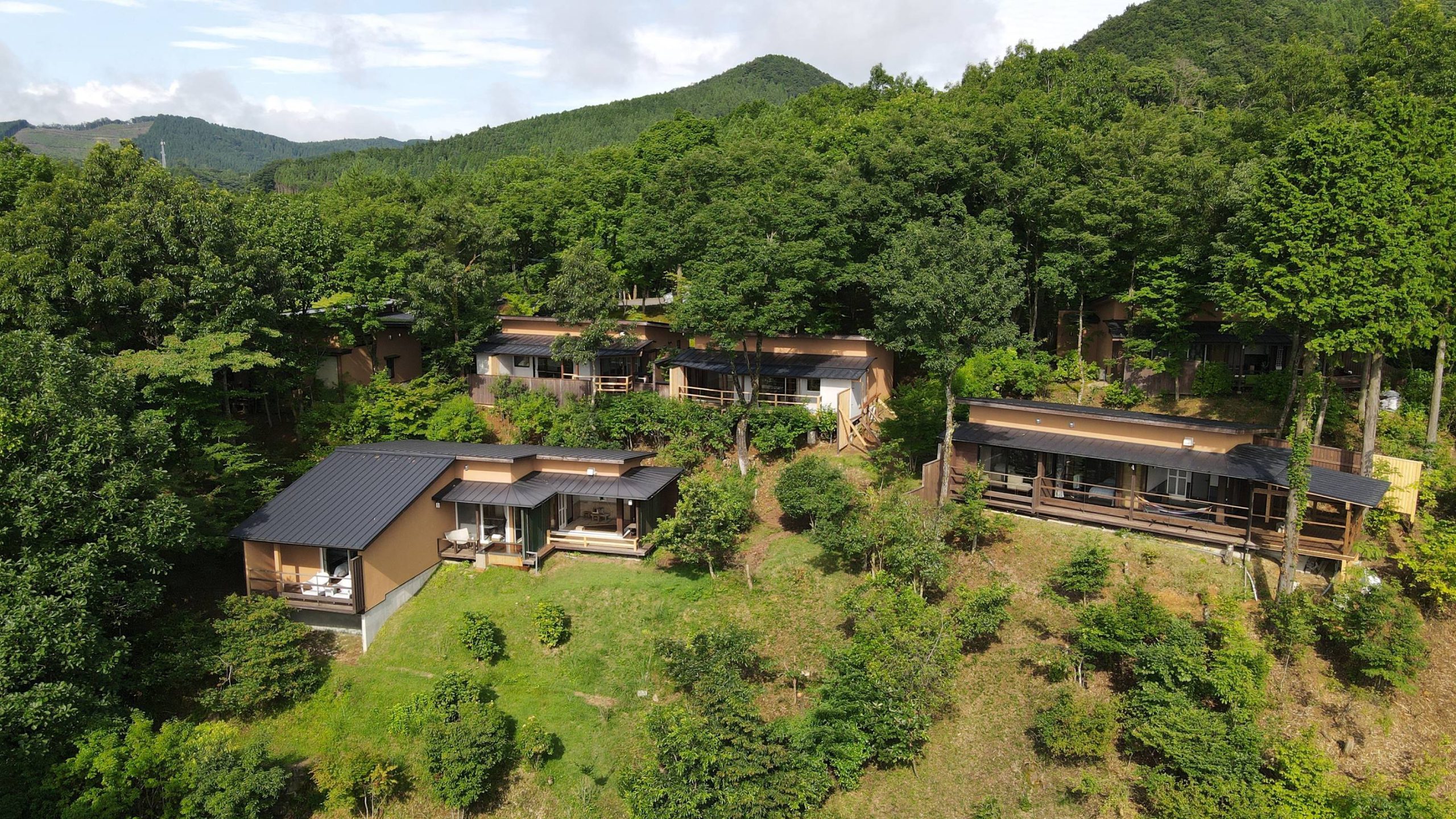緑に囲まれた離れ 龍のひげの全景